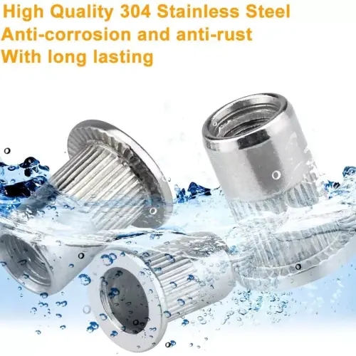 M8 Round Body Large Flange Rivet Nut / Insert Nut - Stainless Steel 304