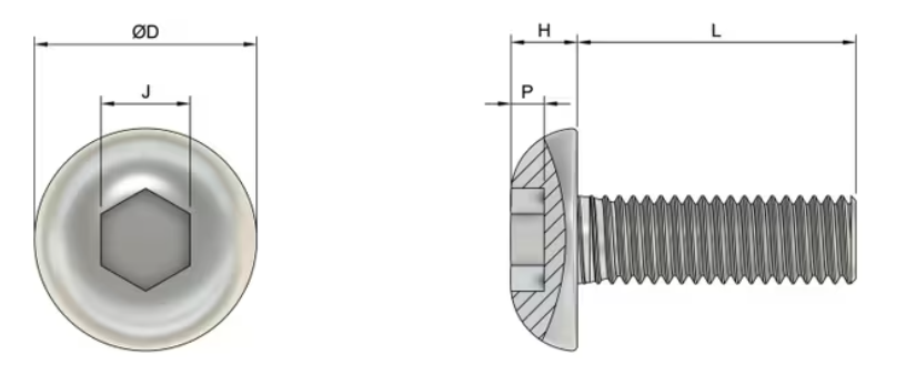 M2 x 15mm Button Head Screw (BHCS) (IS0 7380) - Stainless Steel 304 (A2-70)