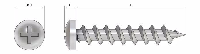 No.8 (4.2mm) x 19mm Phillips Pan Head Self Tapping Screw (DIN 7981) - Stainless Steel 304