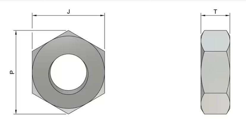 8-32 UNC Imperial Hex Nuts (ASME B18.6.3) - Stainless Steel 304